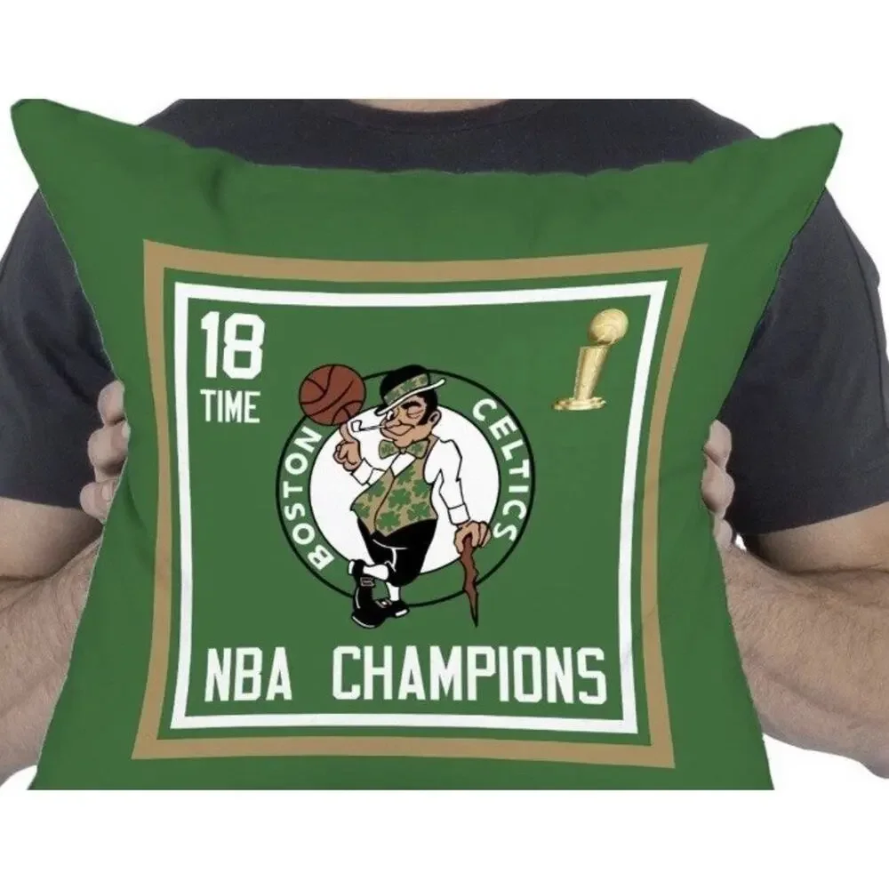 Set of 2 Boston Celtics 18-Time NBA Champions 18” Throw Pillows New Green